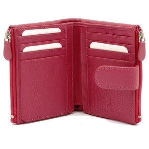 Cartera de mujer de piel granulada con doble cremallera
