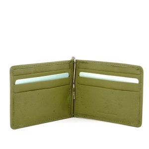 Cartera de piel con clip para billetes de dos pliegues