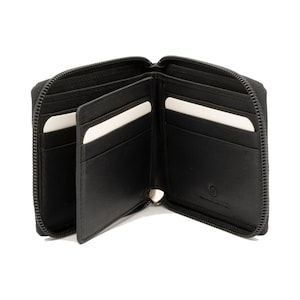 Cartera de cuero con cremallera alrededor para hombre