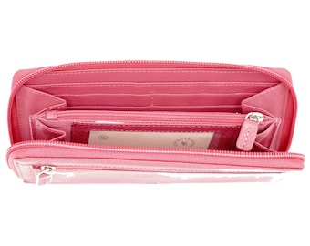 Women's Large Zipper Around Leather Wallet