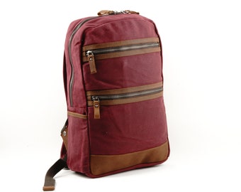 Waxed Canvas Backpack with 4 Zipper Openings, 100% Waterproof Canvas, Fits 15" Laptop