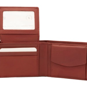 Cartera plegable de cuero para hombre con monedero