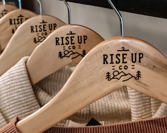 Laser Engraved Wooden Boutique Hangers – Custom Logo
