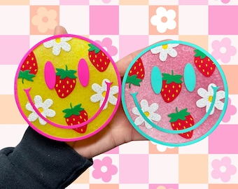 Strawberry Flower Smilee Car Freshie, Car Scent, Air Freshener