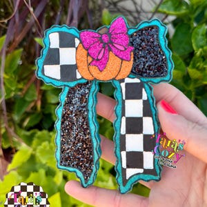Pumpkin Checkered Bow Car Freshie, Air Freshener, Car Scent