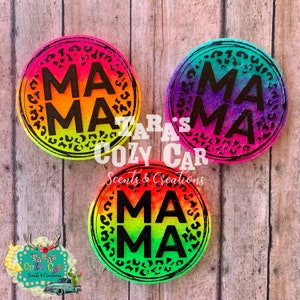 Mama Leopard Round Car Freshie, Car Scent, Air Freshener