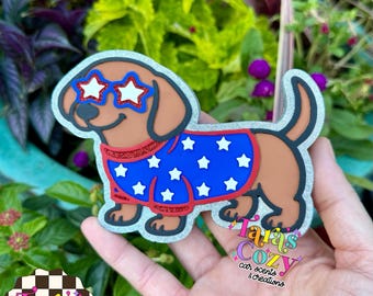 July 4th Patriotic Dachshund Dog &/or star vent set, Car Freshie/Air Freshener