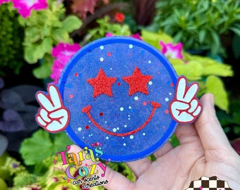 July 4th Patriotic Peace Smile Face Car Freshie &/or Stars Vent
