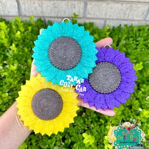 Large Sunflower Car Freshie, Car Scent, Aroma Bead Air Freshener