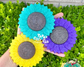 Large Sunflower Car Freshie, Car Scent, Aroma Bead Air Freshener