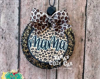 Round Leopard Mama Car Freshie, Car Scent, Air Freshener