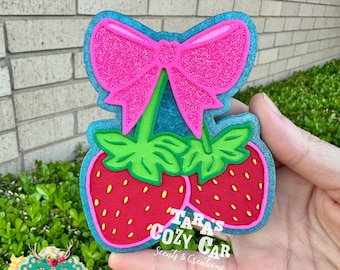 Strawberries With Bow Car Freshie, Car Scent, Air Freshener
