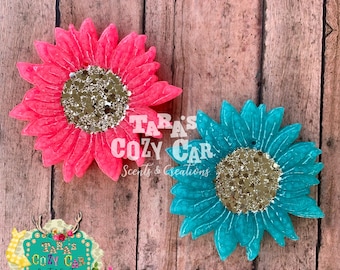 Sunflower w/glitter center car freshie, car scent, air freshener, car candle