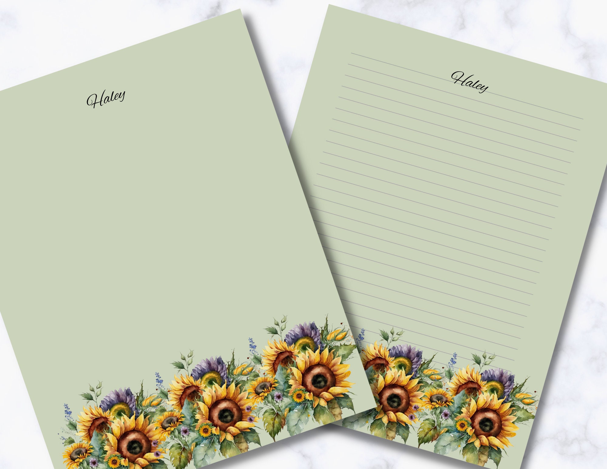 Sunflower Printable Stationery| Floral Writing Paper| Sunflower ...