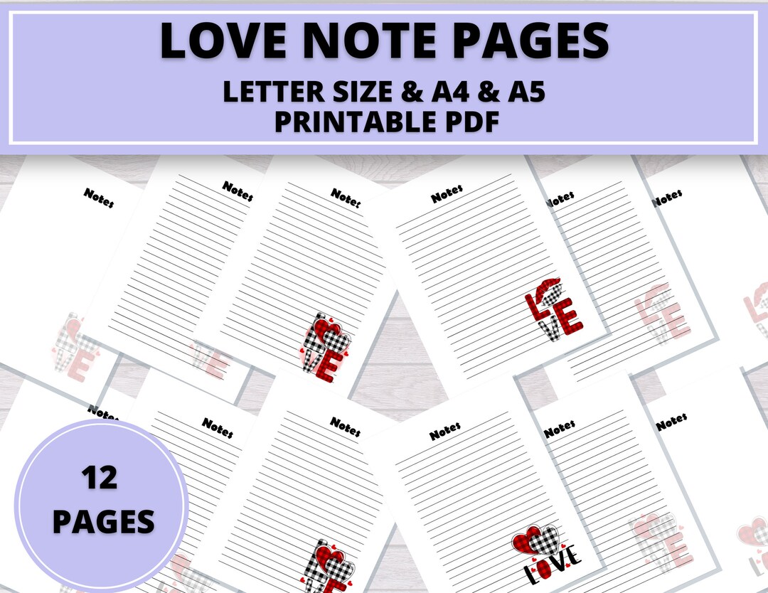 Printable LOVE Stationery Bundle Lined and Unlined Writing Paper ...