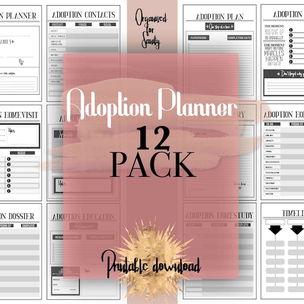 ADOPTION PLANNER ~ Printable Paper Adoption To Do List, organizer, Mom schedule, Digital Paper, Family Life Planning, International Adoption