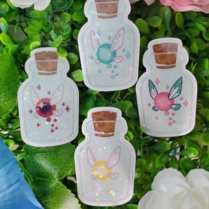 Frosty Clear Zolda Fairy Bottle Holographic Star Vinyl Sticker | Small Fairy Stickers