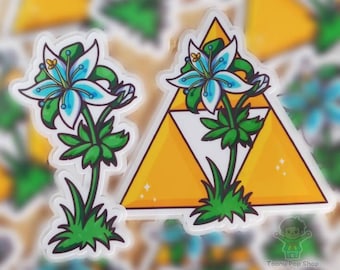 Zolda Breath of the Wild Glossy Vinyl Sticker | Silent Princess Flower Sticker | Triforce & Flower Sticker