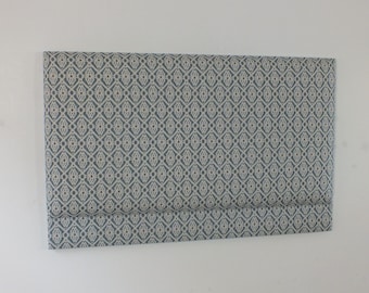 Upholstered Headboard In Cyan Ikat Fabric  | Single | Double | King Size | Super King