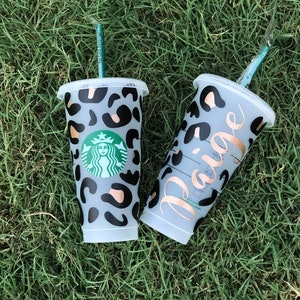 Black and Gold leopard print, reusable venti Starbucks cup / birthday gift / Christmas gift / coffee cup