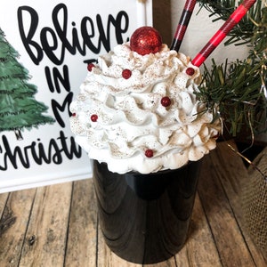Christmas mug topper / Christmas decoration / decor / whipped topping / faux hot cocoa