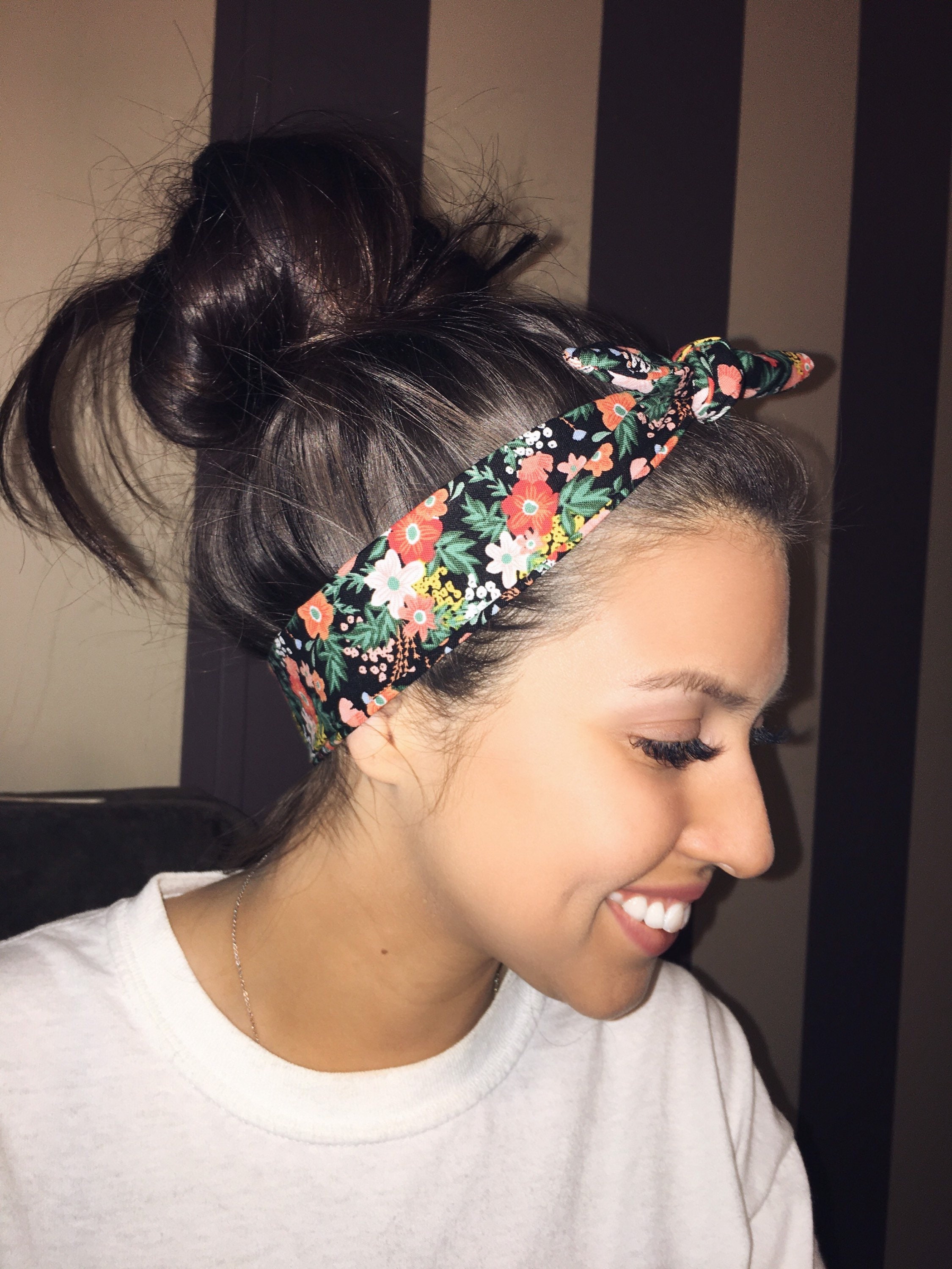 Womens Headband Colorful Flower Womens Tie Headband Knot Etsy