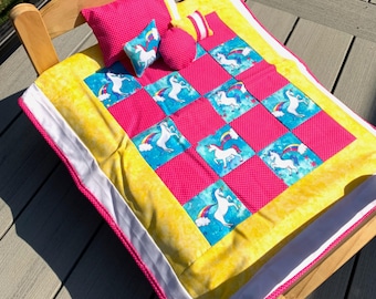 Ropa de cama para muñecas de unicornio