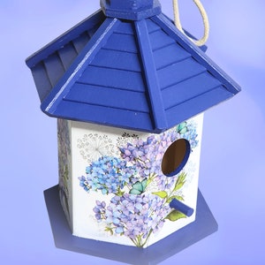 Hydrangea & Butterfly Decoupage Gazebo Birdhouse