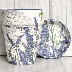 LAVENDER - Tall Decoupage Pot & Saucer