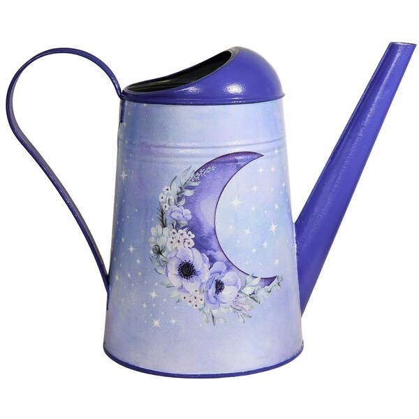 LAVENDER MOON - Decoupage Classic Watering Can | Wide Spout Indoor Watering Can| 2.6 Liter Capacity | Galvanized Steel