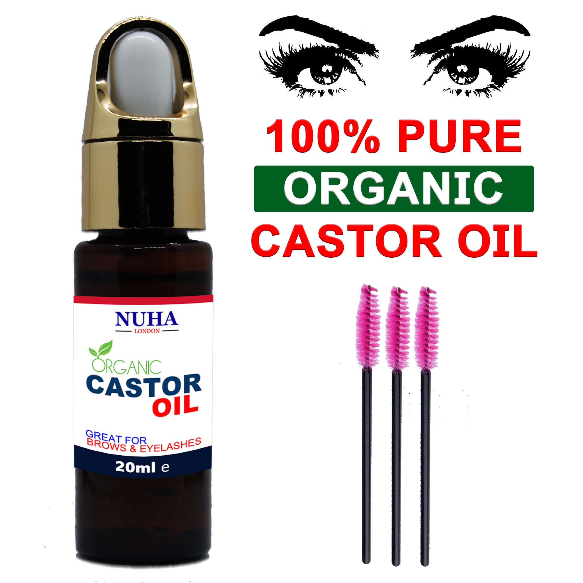 ORGANIC CASTOR OIL for Eyelashes Eyebrows Hair Growth Body Etsy