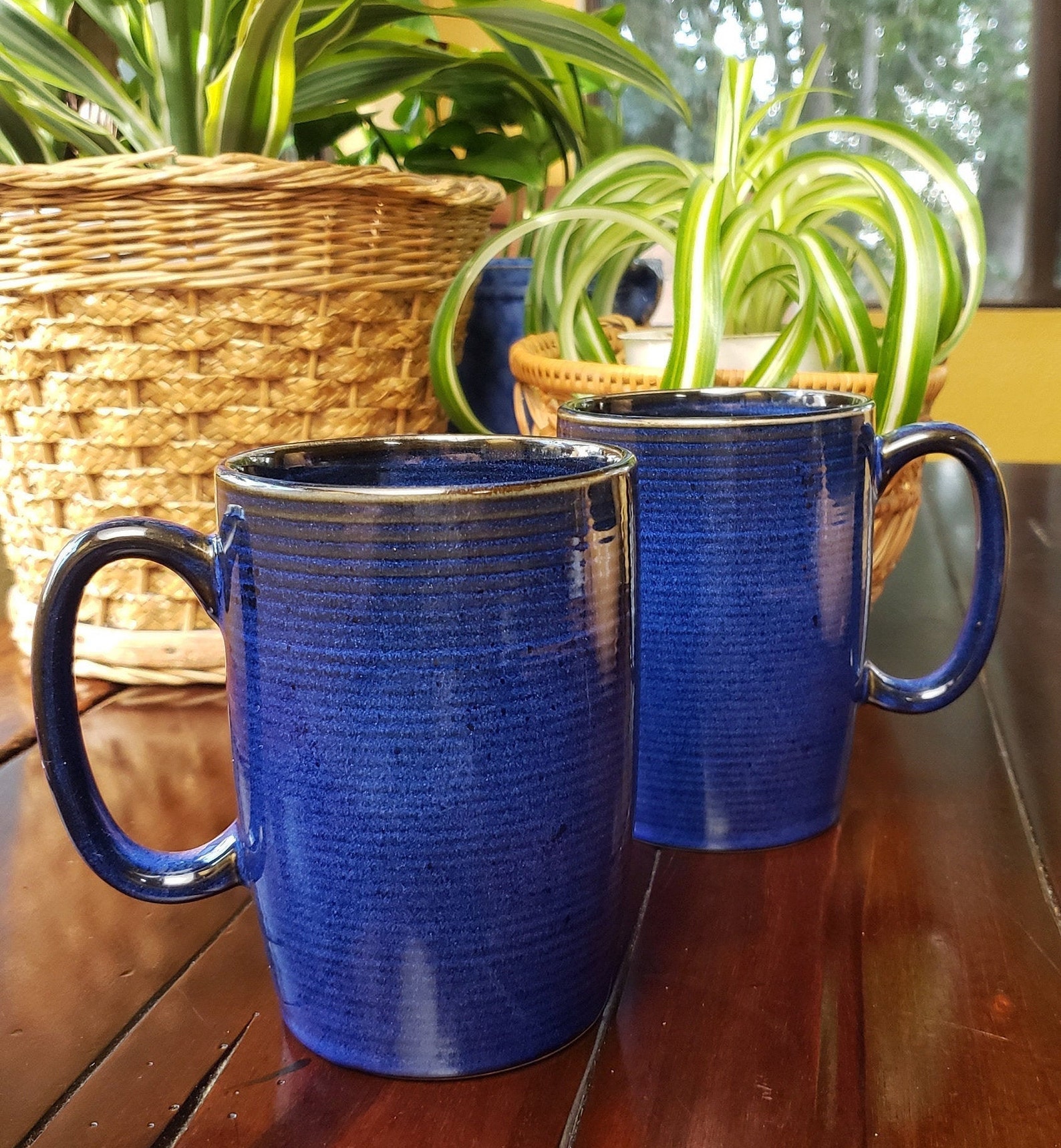 Thomas O' brien vintage Modern Blue Stoneware Mugs Etsy