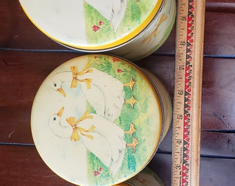 Rare Geese in Meadow Nesting Tin Canisters Made in Taiwan