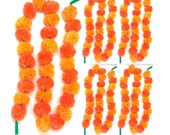 5 piece set Mango and Orange Marigold Garland Flowers. Fresh look Artificial Blossom Indian Torans. The Perfect Indian Party Decor item