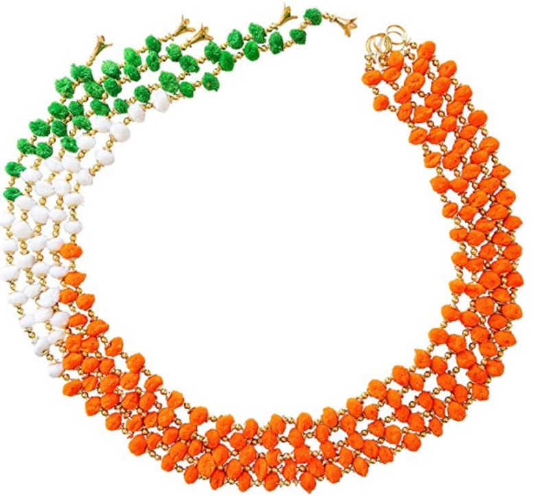 4FT Per String - Indian Wedding Number #1 Diwali Decoration 2020 5-String Indian Heritage Flag Pom Pom Garlands Diwali Festivities