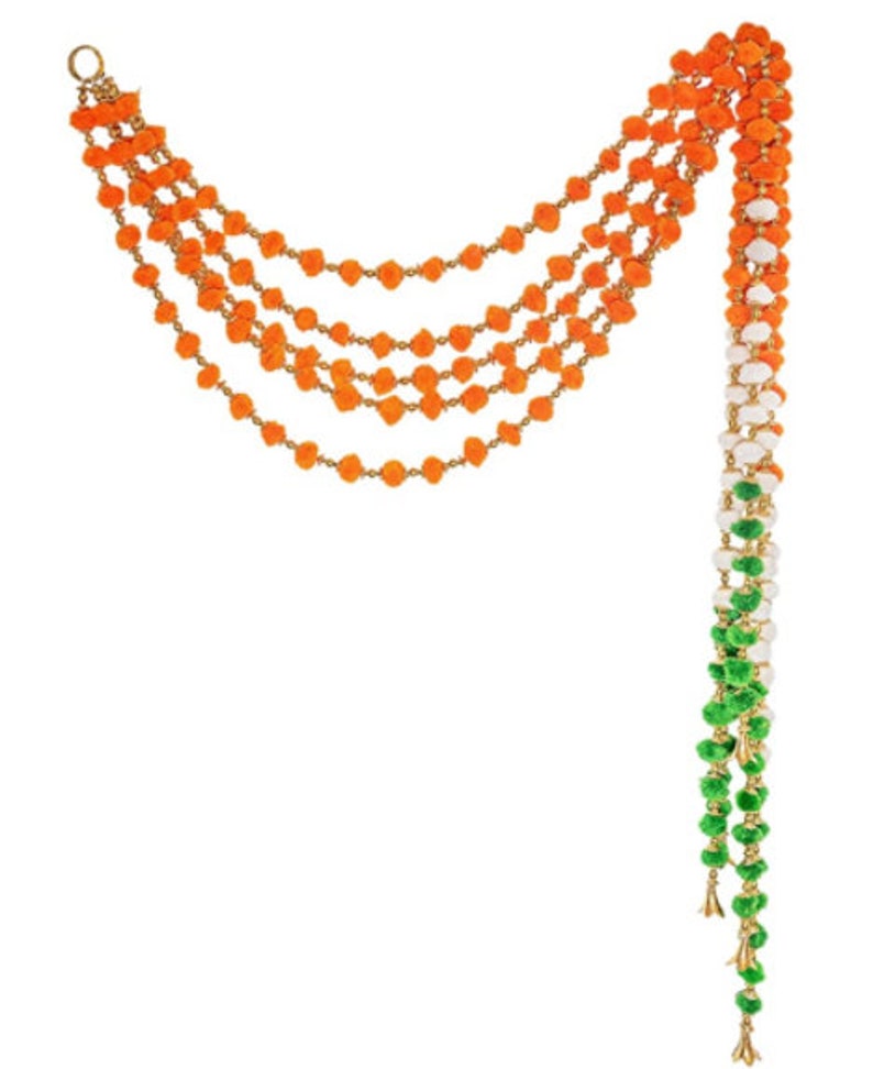 4FT Per String - Indian Wedding Number #1 Diwali Decoration 2020 5-String Indian Heritage Flag Pom Pom Garlands Diwali Festivities