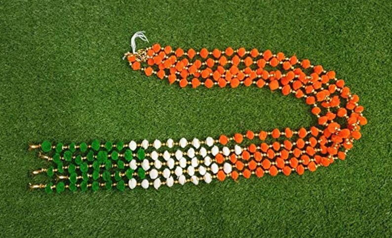 4FT Per String - Indian Wedding Number #1 Diwali Decoration 2020 5-String Indian Heritage Flag Pom Pom Garlands Diwali Festivities