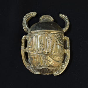 Vintage sacred scarab beetle Amulet Sculpture unique carved Brass Unique Ancient Egyptian Sacred Scarab Amulet Beetle Made in Egypt