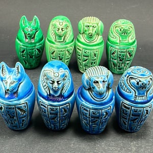 Set of canopic jars son of Horus Unique Canopic jars statues Hieroglyph Canopic jars sculpture Canopic jars figurine Made in Egypt