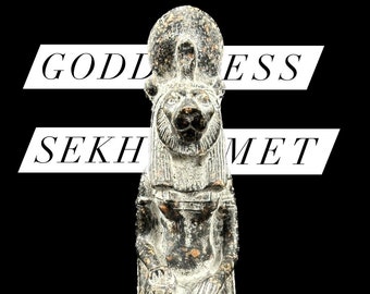 Statua Sekhmet unica, dea leonessa, statua egiziana, pietra di granito Antico Egitto realizzata in Egitto