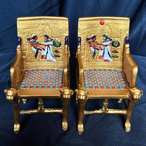 Gorgeous king Tutankhamun Throne - Museum piece 2 Chairs Original Resin Replica of the Egyptian Pharaoh King Tutankhamun Made in Egypt