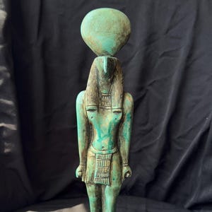 Ancient Egyptian Thoth Statue with Ibis Head and Sun Disk God of Wisdom and Writing Handcrafted Figurine Spiritual Altar Decor Made In Egypt