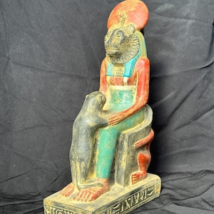Unique Statue of Egyptian Goddess Sekhmet sitting Great Ancient Egyptian Sekhmet Goddess sitting sculpture Egyptian Deity Made In Egypt