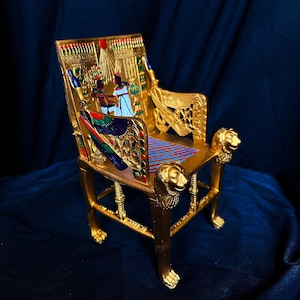 Tutankhamun lions Throne - Museum Chair Original Resin Replica of the Egyptian Pharaoh King Tut ancient Egyptian religion Made in Egypt