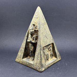 Handmade Egyptian Pyramid Pharaonic Style Pyramid Sculpture stone Egyptian statue of Pyramid figurine with mythology symbols Made in Egypt