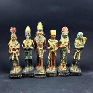 Set of 6 unique Ancient Egyptian Deities Statues - Handmade pharaoh families - made in Egypt.
