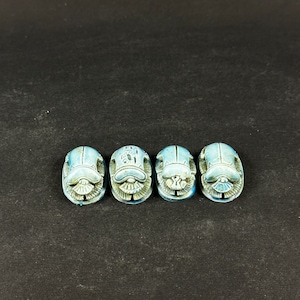 Set of tiny Rare Egyptian Scarab Amulet Beetle blue space made in Egypt