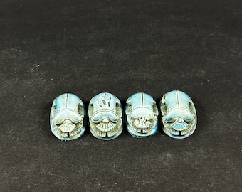 Set of tiny Rare Egyptian Scarab Amulet Beetle blue space made in Egypt