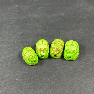 Set of tiny Rare Egyptian Scarab Amulet Beetle green color made in Egypt