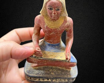 手作りのエジプトの作家、書記の置物、古代エジプトの彫像、永遠の知恵